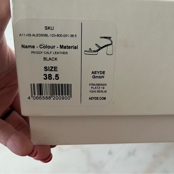 Aeyde Peggy Calf Leather Black High Heel Platform Sandals 38.5 - Picture 3 of 7